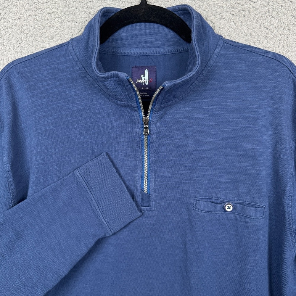 Johnnie O Shirt Mens L Blue 1/4 Zip Pullover Stretch Preppy Athleisure Slub